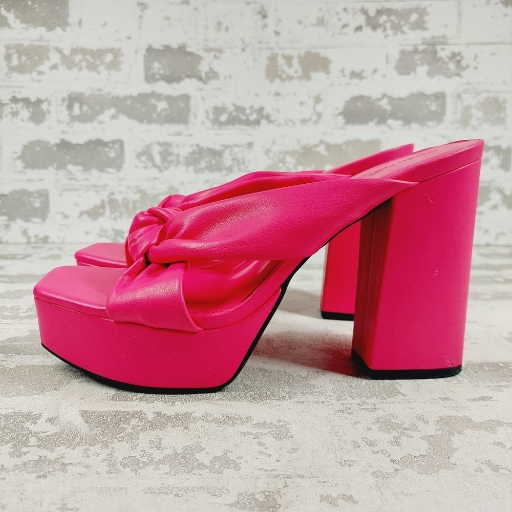 New Open Edit Kaia Pink Chunky Block Heel Platform Sandals D481